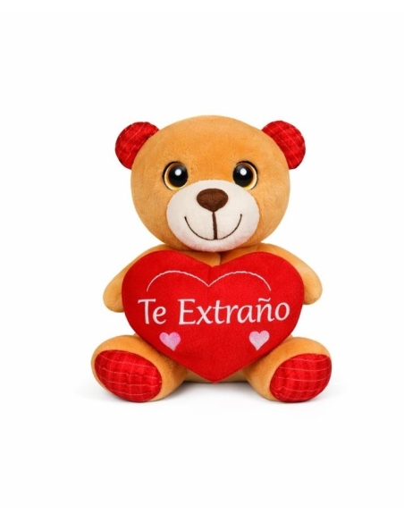 OSITO MARRON CORAZÓN TE EXTRAÑO 15CM