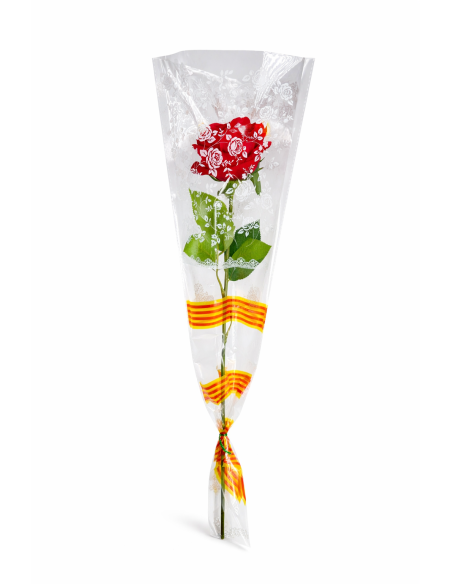 BOLSA PLÁSTICO ROSA LAZO CATALAN SANT JORDI 60CM 100PCS