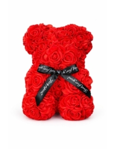 OSO DE ROSA CON CAJA COLOR ROJO ALT.18CM 2