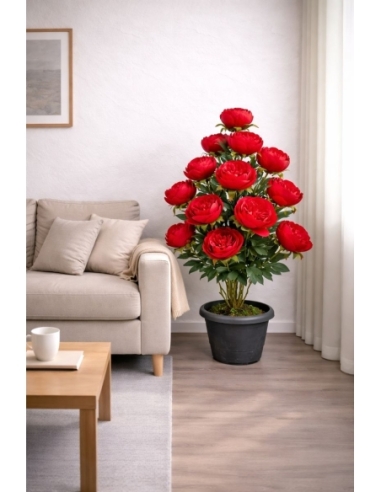 Peonía artificial roja  90CM