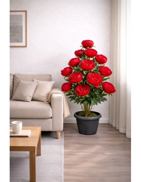 Peonía artificial roja  90CM