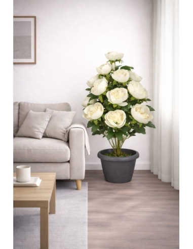 Peonía artificial blanca  90CM