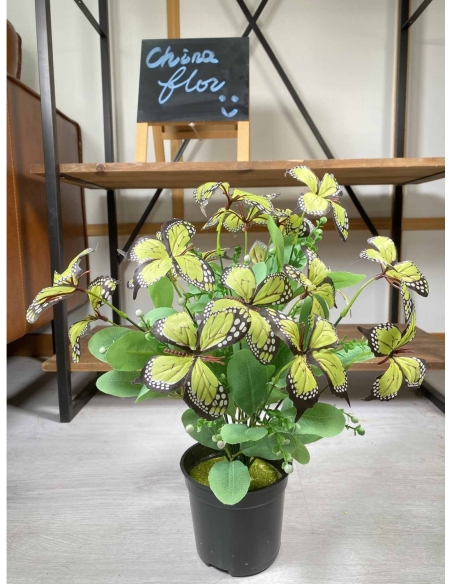 Maceta artificial con mariposas verde  45CM