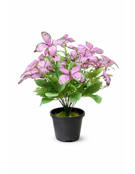 Maceta artificial con mariposas lila  45CM