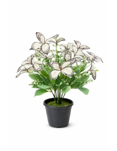 Maceta artificial con mariposas blanca  45CM