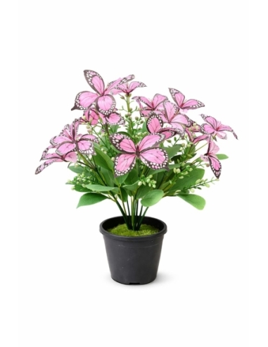 Maceta artificial con mariposas rosa  45CM