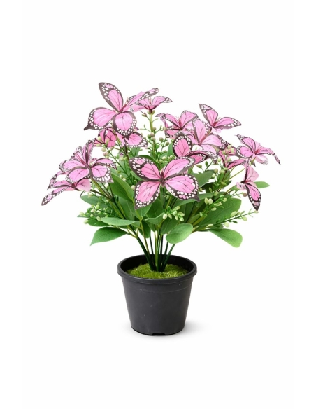 Maceta artificial con mariposas rosa  45CM