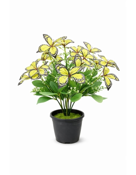Maceta artificial con mariposas verde  45CM