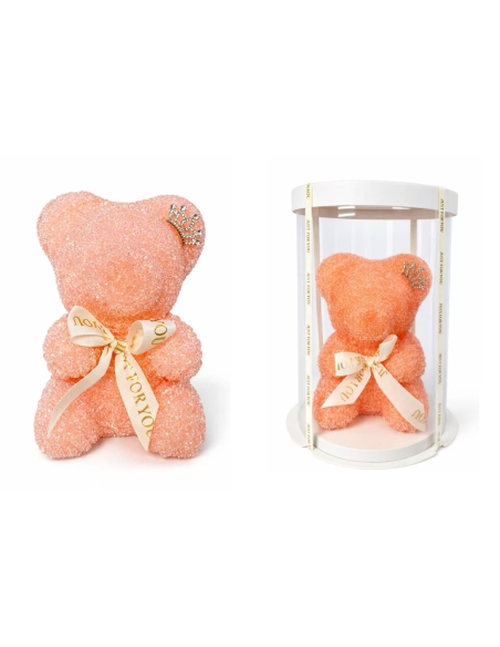 OSO ROSA DE REGALO EN CAJA ALT.20CM