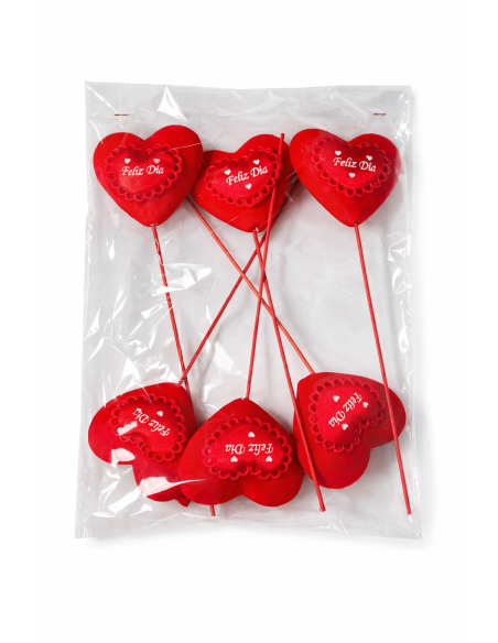 CORAZON DE TERCIOPELO 6PCS ALT.28CM