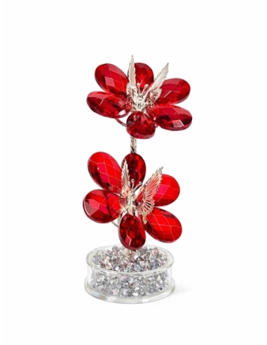 FLOR DE CRISTAL CON MARIPOSA ALT.20CM