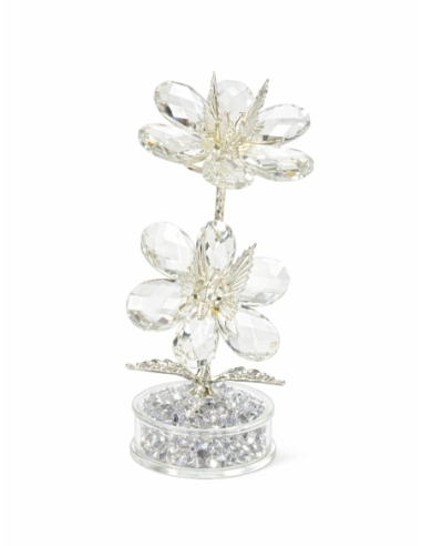 FLOR DE CRISTAL CON MARIPOSA ALT.20CM