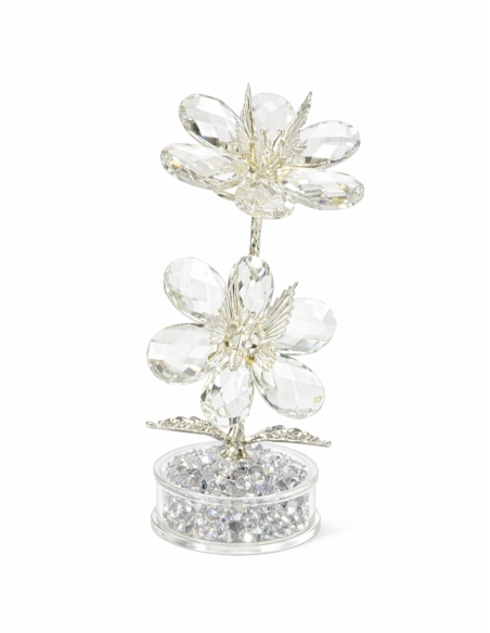 FLOR DE CRISTAL CON MARIPOSA ALT.20CM