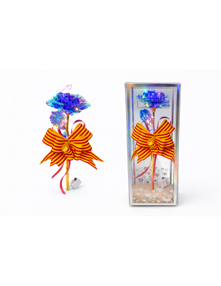 ROSA CON LUZ LED EN CAJA REGALO ALT.24CM