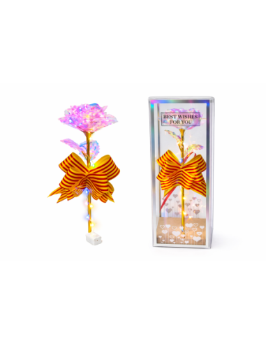 ROSA CON LUZ LED EN CAJA REGALO ALT.24CM