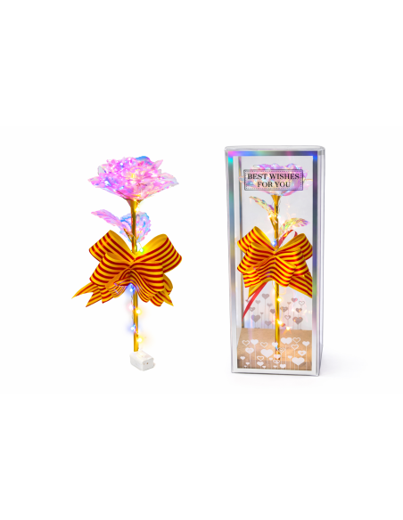 ROSA CON LUZ LED EN CAJA REGALO ALT.24CM