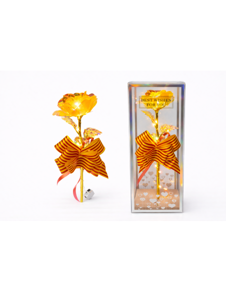 ROSA CON LUZ LED EN CAJA REGALO ALT.24CM
