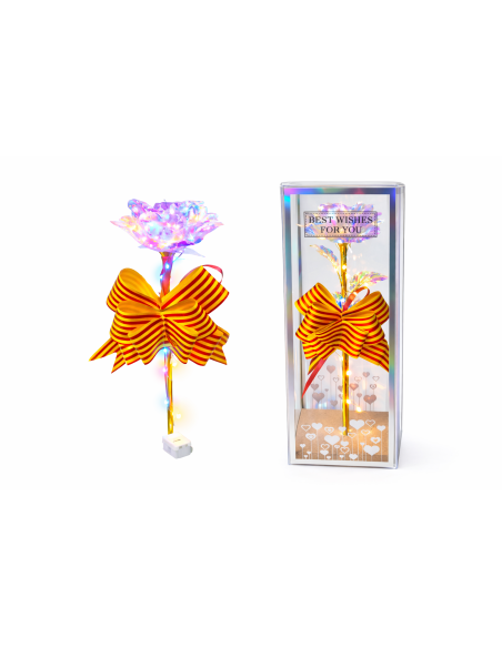 ROSA CON LUZ LED EN CAJA REGALO ALT.24CM