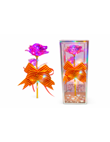 ROSA CON LUZ LED EN CAJA REGALO ALT.24CM