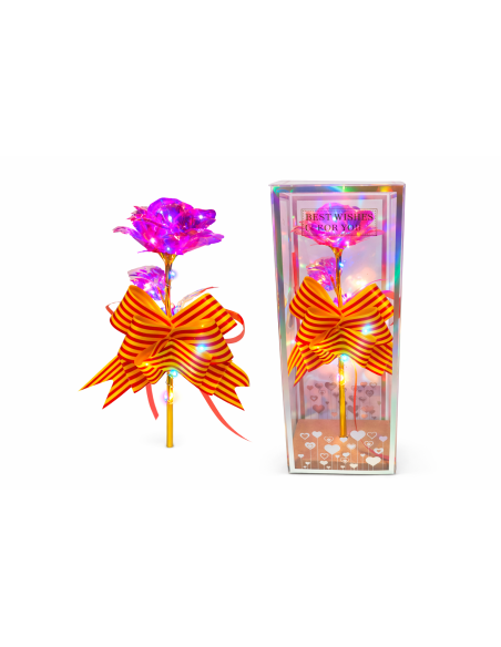 ROSA CON LUZ LED EN CAJA REGALO ALT.24CM