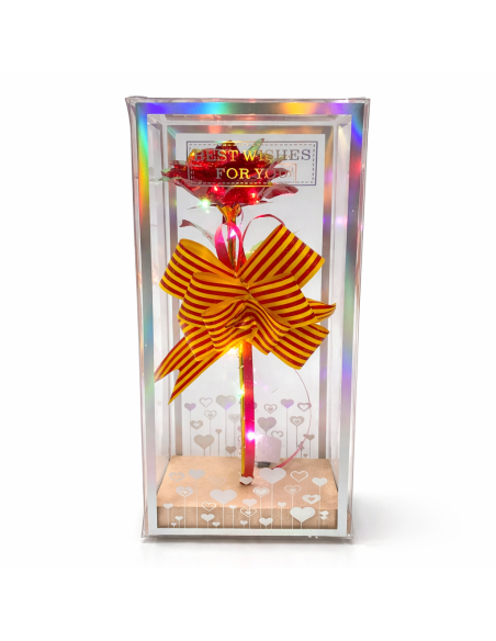 ROSA CON LUZ LED EN CAJA REGALO ALT.24CM