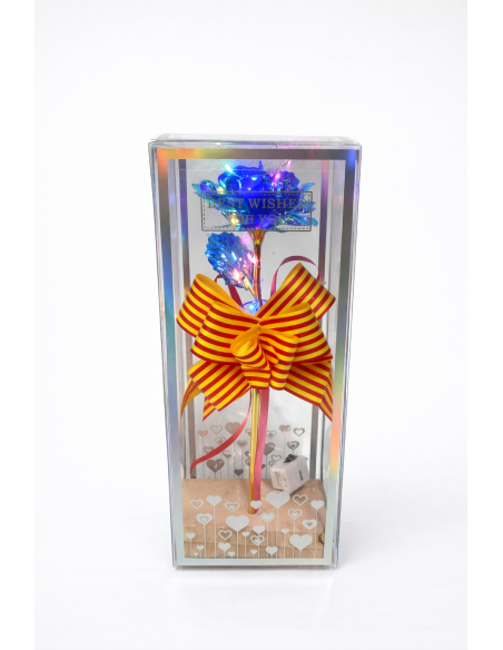 ROSA CON LUZ LED EN CAJA REGALO ALT.24CM