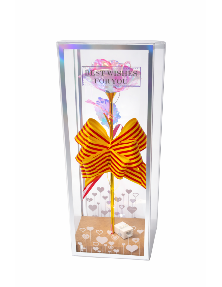 ROSA CON LUZ LED EN CAJA REGALO ALT.24CM