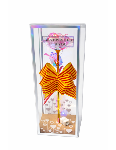 ROSA CON LUZ LED EN CAJA REGALO ALT.24CM