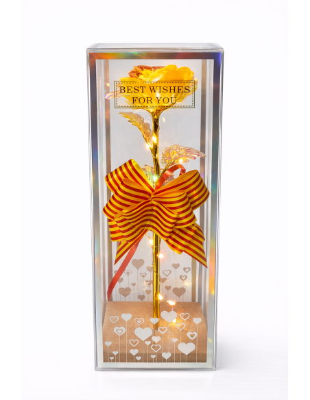 ROSA CON LUZ LED EN CAJA REGALO ALT.24CM