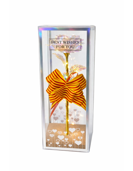 ROSA CON LUZ LED EN CAJA REGALO ALT.24CM