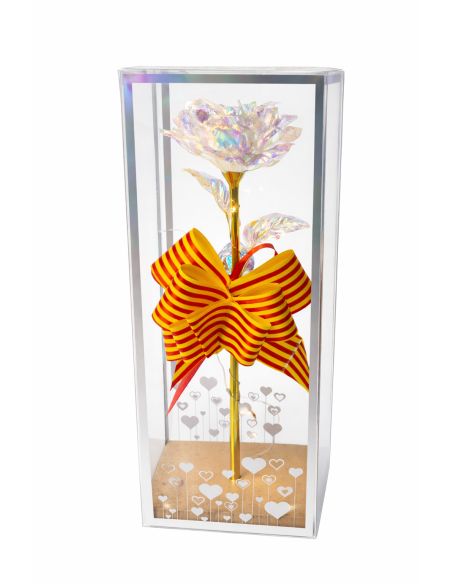 ROSA CON LUZ LED EN CAJA REGALO ALT.24CM