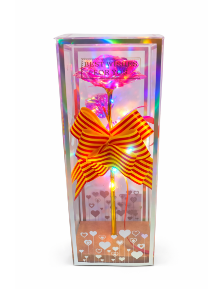 ROSA CON LUZ LED EN CAJA REGALO ALT.24CM