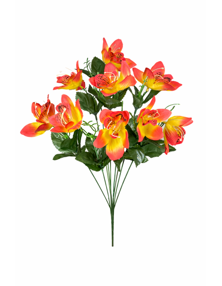 RAMO DE 9 LIRIO NARANJA 45CM