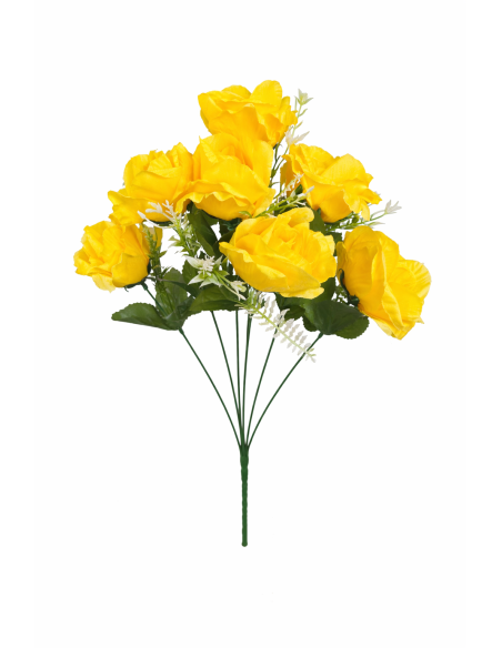 RAMO DE 7 ROSA AMARILLA 45CM