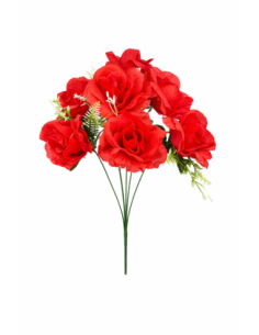 RAMO DE 7 ROSA ROJA 45CM