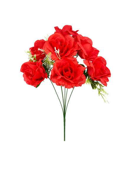 RAMO DE 7 ROSA ROJA 45CM