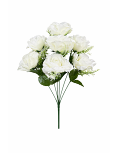 RAMO DE 7 ROSA BLANCO 45CM