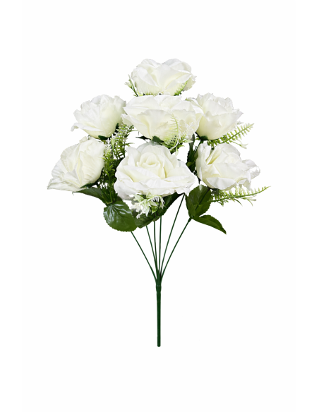 RAMO DE 7 ROSA BLANCO 45CM