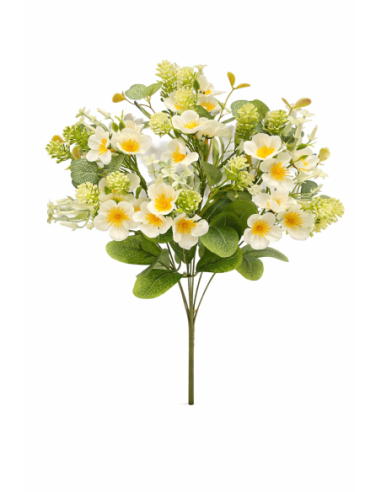 RAMO DE EUCALIPTO CON FLORES BLANCAS X7 45CM
