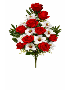 RAMO FLORAL ROJAS CON PALMA 65CM
