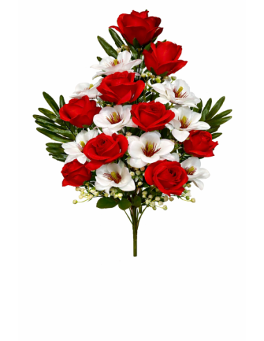 RAMO FLORAL ROJAS CON PALMA 65CM