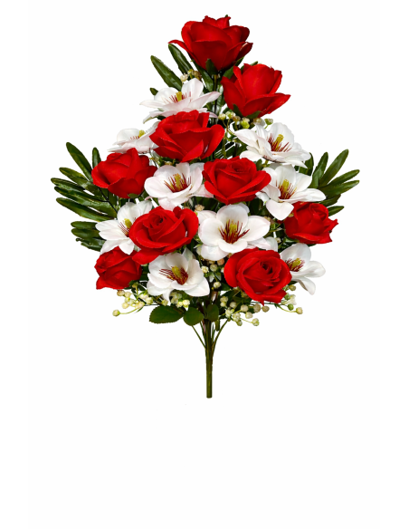 RAMO FLORAL ROJAS CON PALMA 65CM