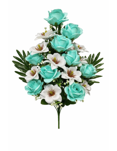 RAMO FLORAL VERDE CON PALMA 65CM