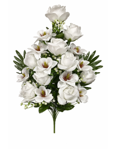 RAMO FLORAL BLANCAS CON PALMA 65CM