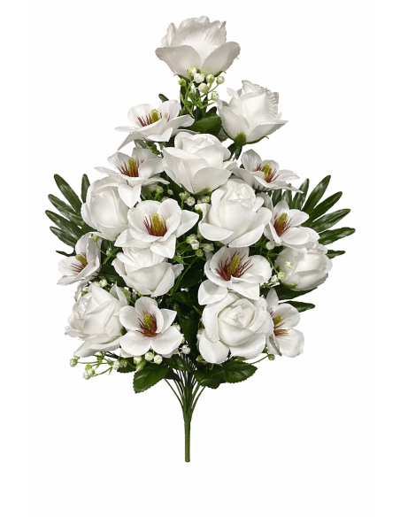 RAMO FLORAL BLANCAS CON PALMA 65CM