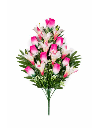 RAMO PALMA ROSAS/LIRIOS X18 60CM