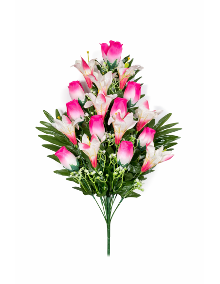 RAMO PALMA ROSAS/LIRIOS X18 60CM