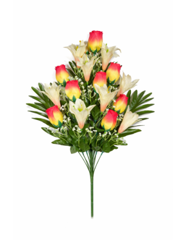 RAMO PALMA ROSAS/LIRIOS X18 60CM