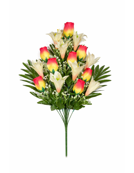 RAMO PALMA ROSAS/LIRIOS X18 60CM