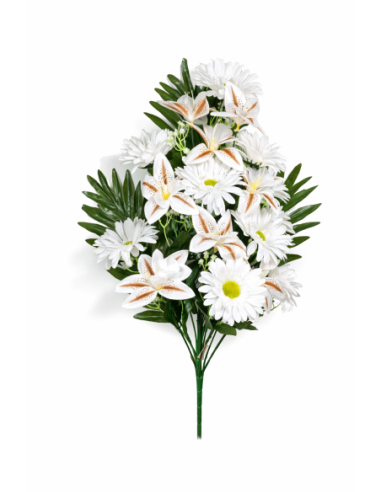 RAMO PALMA MARGARITAS/NARCISOS X18 58CM